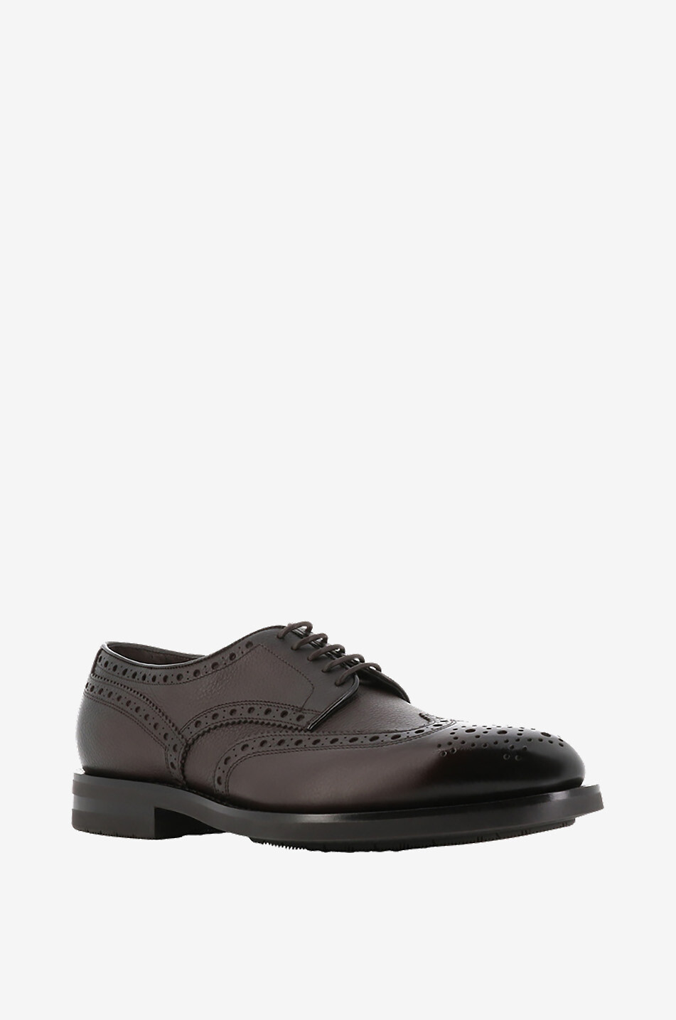 Perforated grained leather derbies