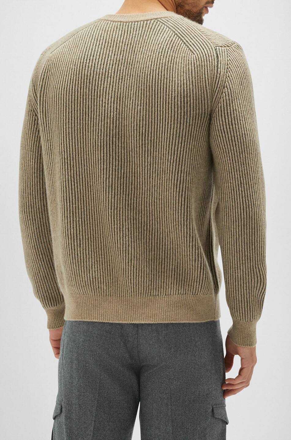 MAURIZIO BALDASSARI Pull en cachemire à cotes bicolores Vanise Homme Beige moyen 5