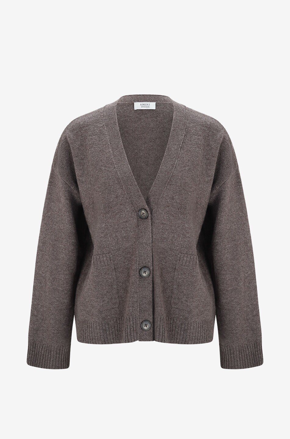 BONGÉNIE Cardigan boxy à col V en cachemire Femme MARRON 1
