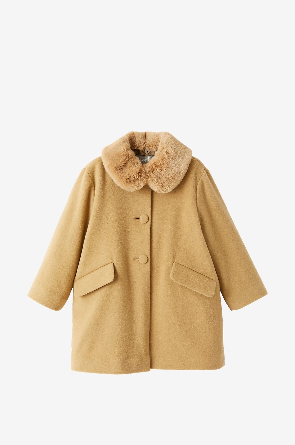 Manteau fille en laine et cachemire à col claudine