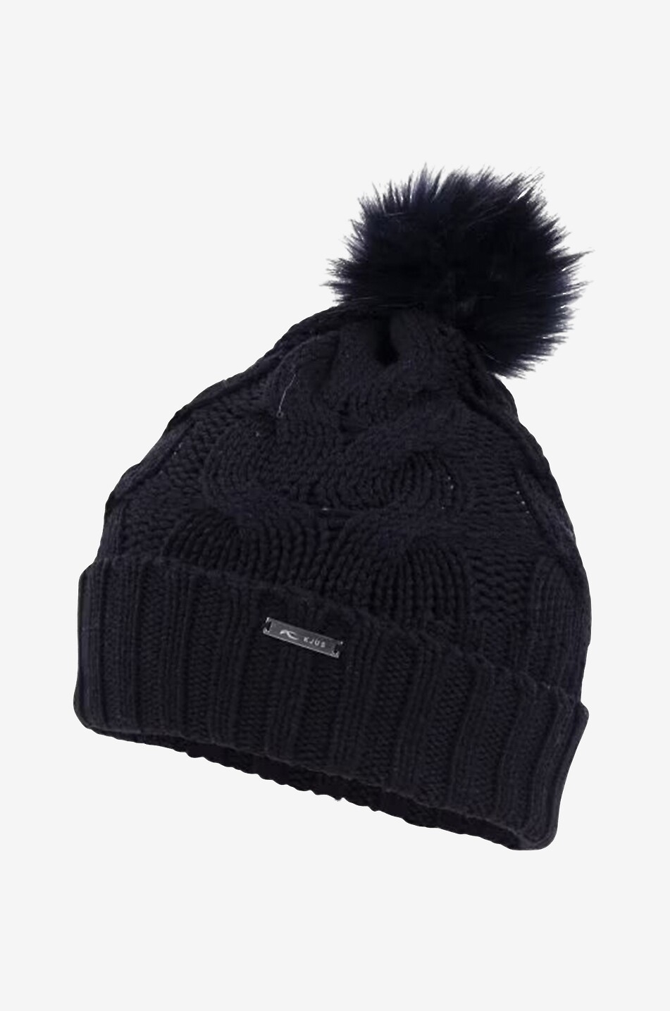 Zopfstrickmütze mit Fleecefutter Pom