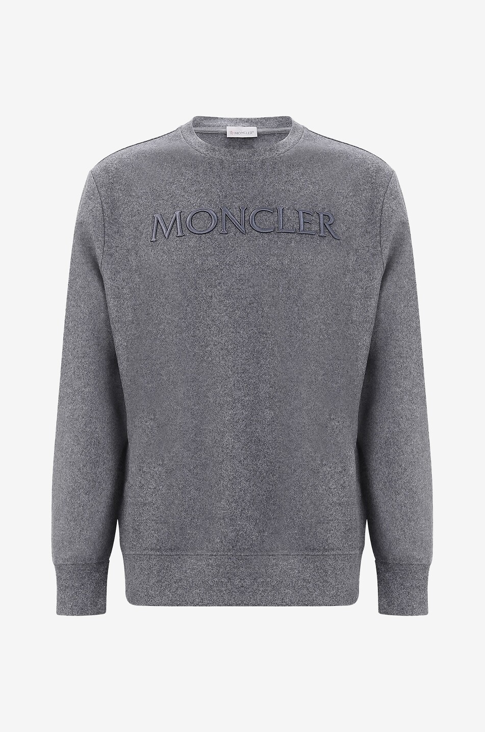 MONCLER Sweat-shirt à col rond toucher feutre brodé logo Homme GRIS 1