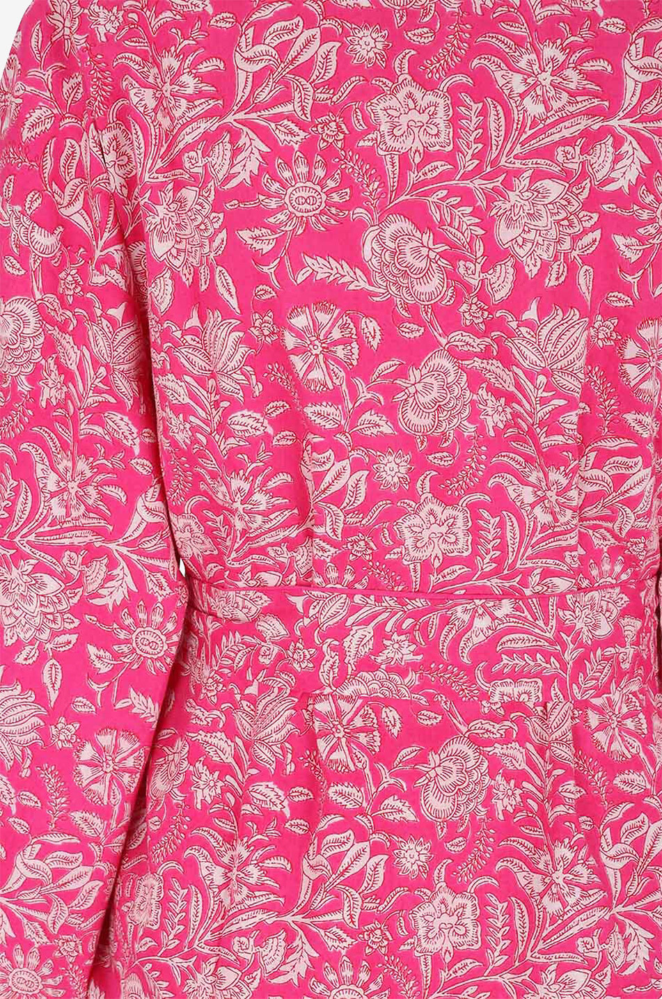 CAROLINE DE BENOIST Kimono court en coton Fleuri Femme ROSE FONCÉ 3