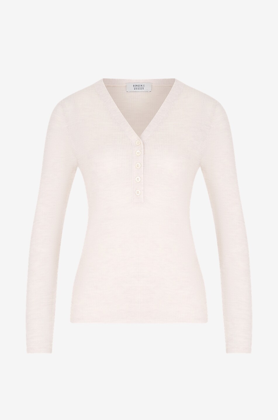 BONGÉNIE Pull chaussette à col V boutonné Femme BLANC CASSE 1