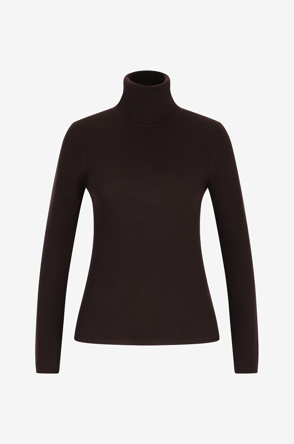 BONGENIE Feiner Rippstrick-Schlauchpullover mit Rollkragen Damen BRAUN 1