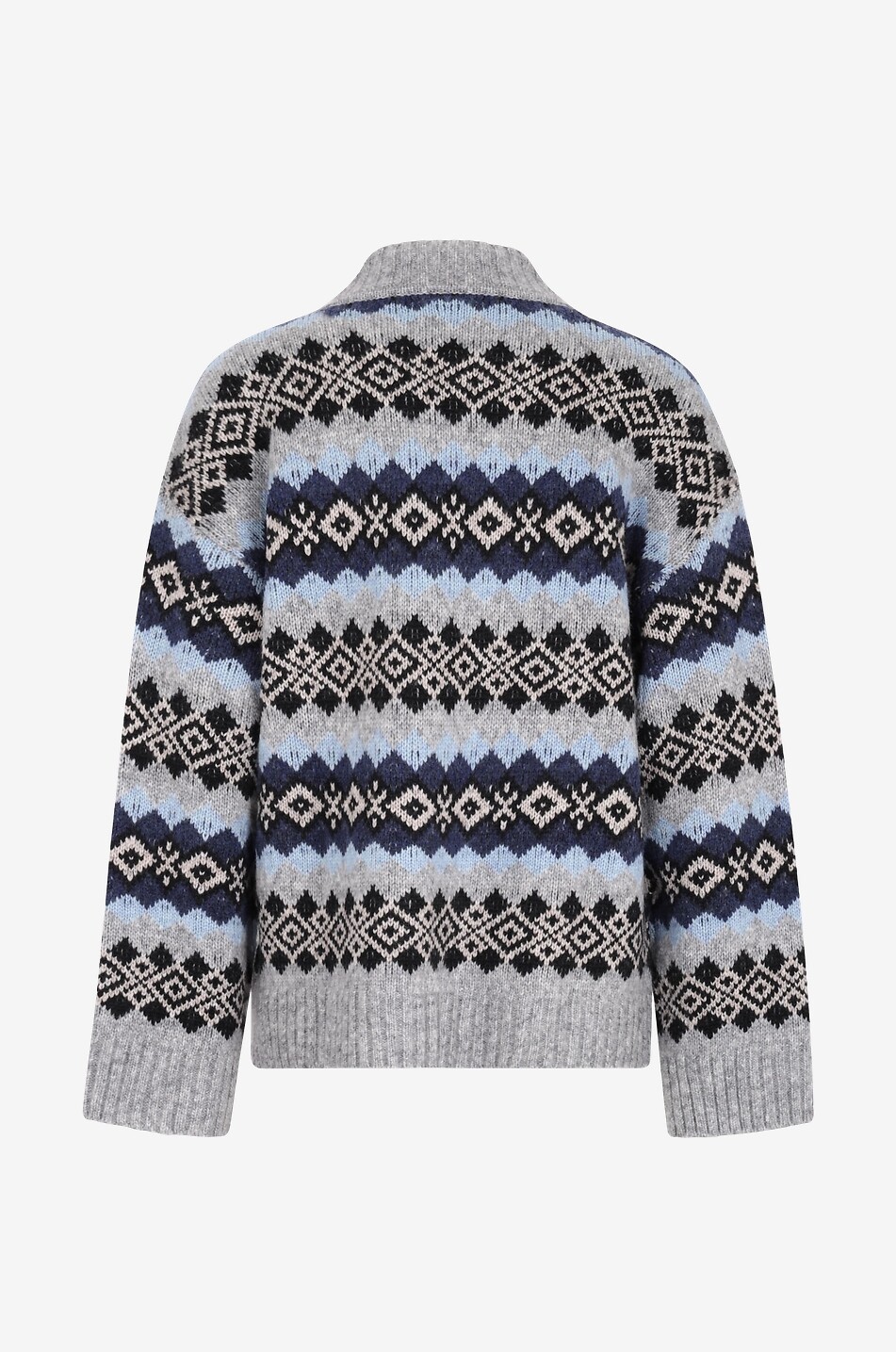 Chunky jacquard jumper with plunging V-neck