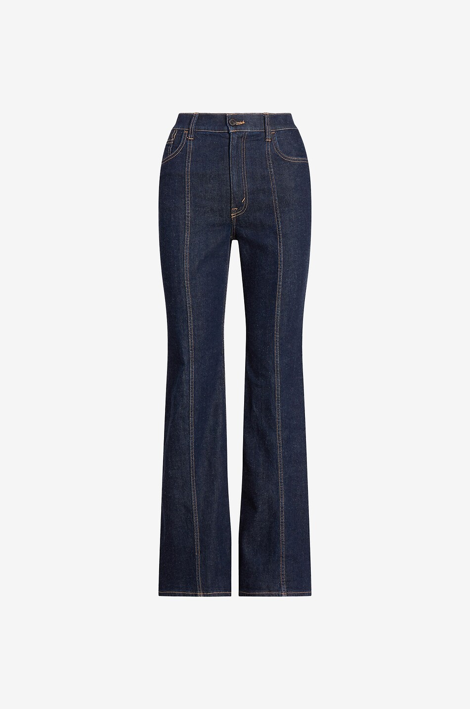Flared high-rise dark-washed jeans