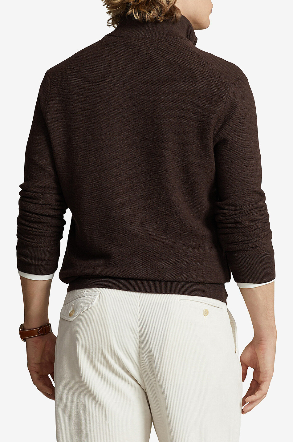 POLO RALPH LAUREN Pull fin en laine lavable à col montant zippé Pon Homme MARRON 4