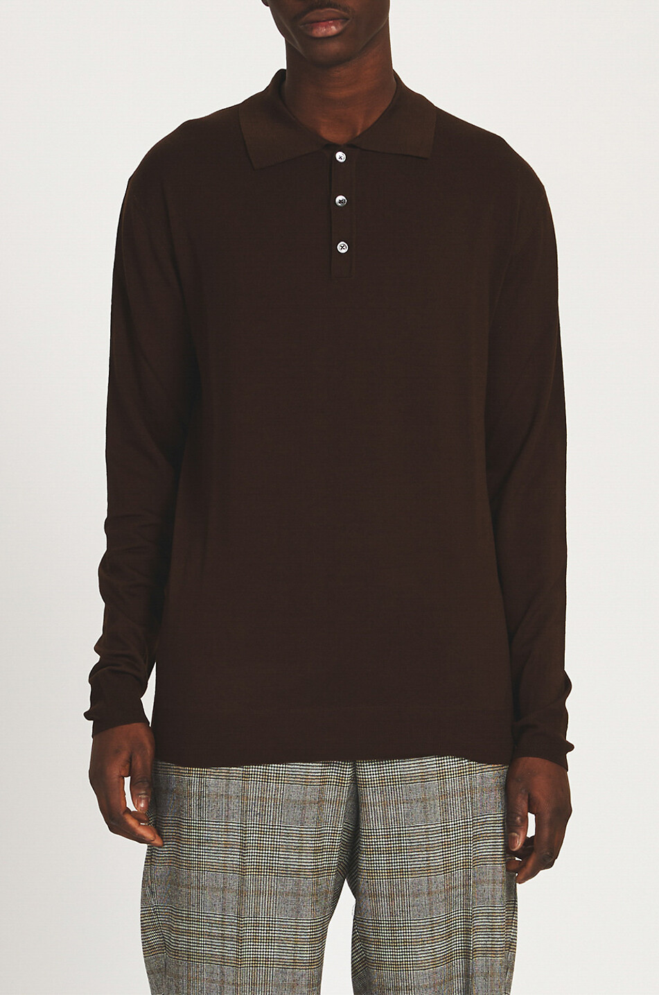 Feinstrick-Langarm-Polohemd Pevaron Brunal