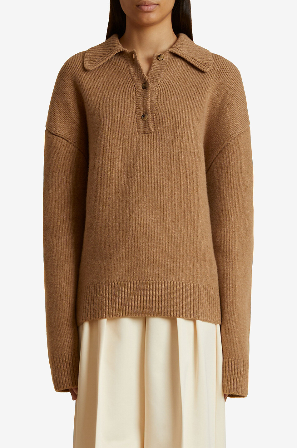 KHAITE Polo-Pullover aus Kaschmir The Bristol Damen KAMELFARBEN 2