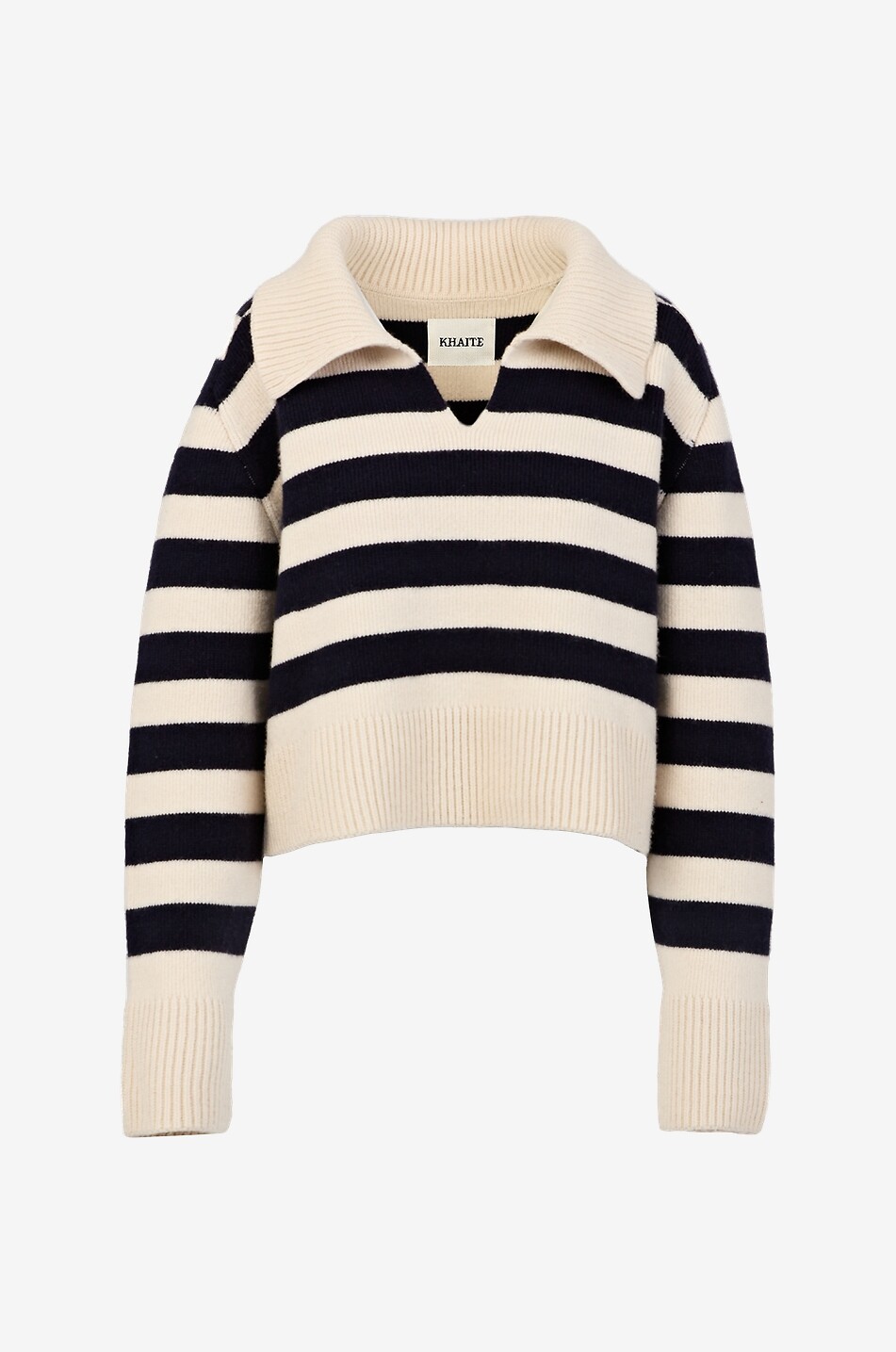 Pull rayé raccourci à col polo Franklin