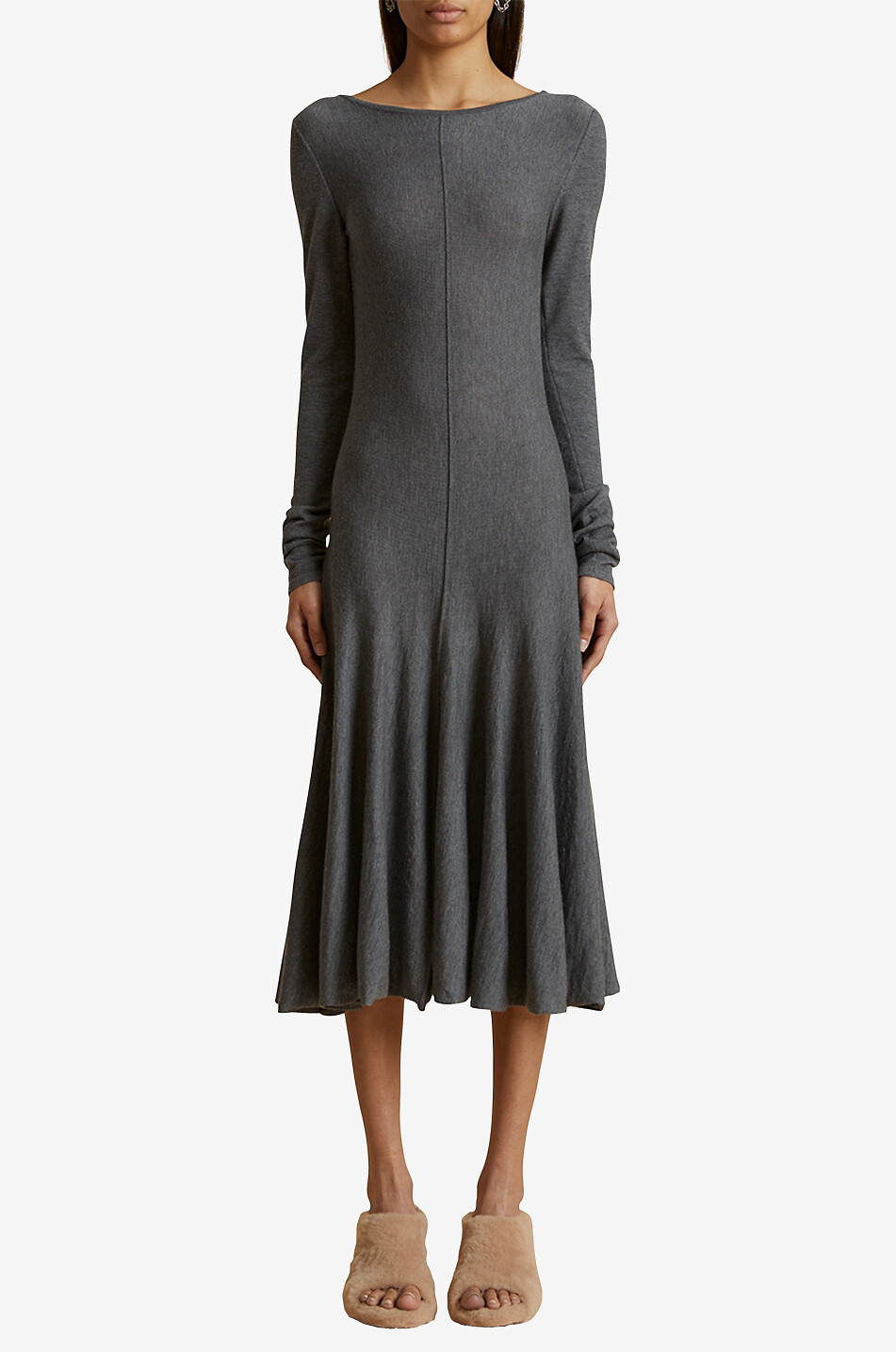 KHAITE Ausgestelltes Midi-Strickkleid Dany Damen GRAU 2
