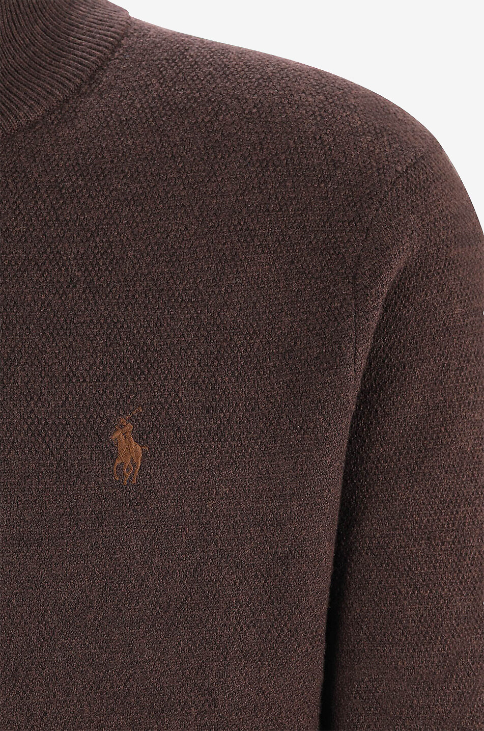 POLO RALPH LAUREN Pull fin en laine lavable à col montant zippé Pon Homme MARRON 7