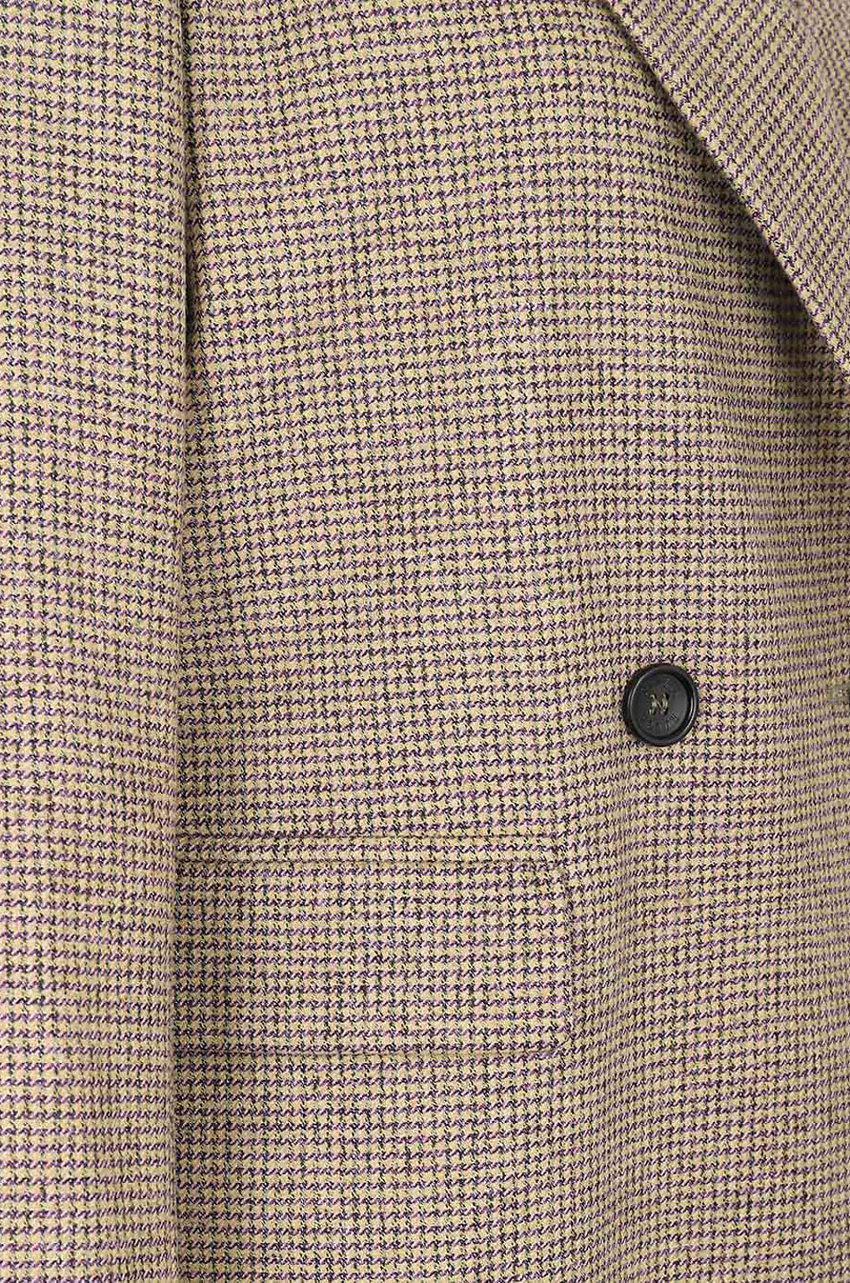 Double-breasted oversized virgin wool houndstooth blazer