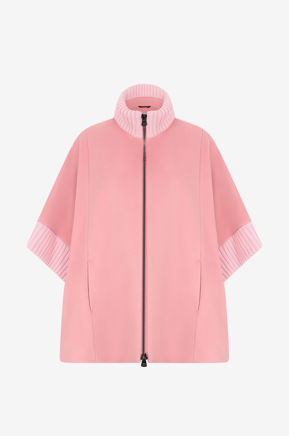 Cape en laine vierge à inserts en maille