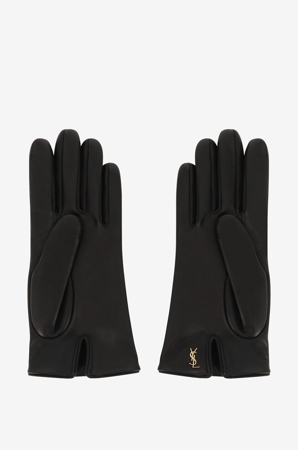 SAINT LAURENT PARIS Cassandre nappa leather gloves Women BLACK 2