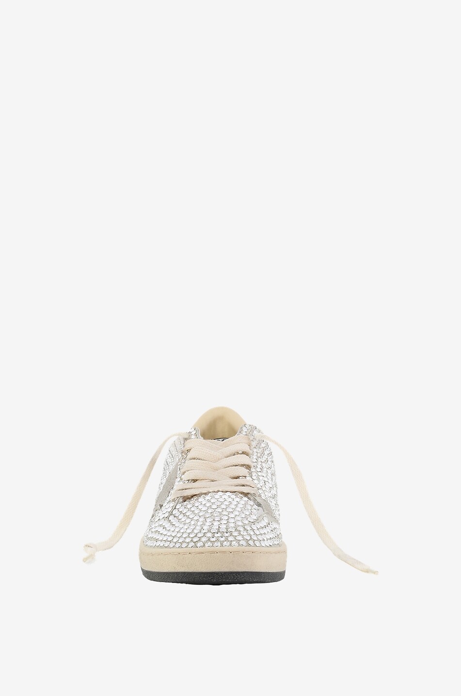 GOLDEN GOOSE Baskets basses à lacets recouvertes de cristaux Ball Star Femme ARGENT 2