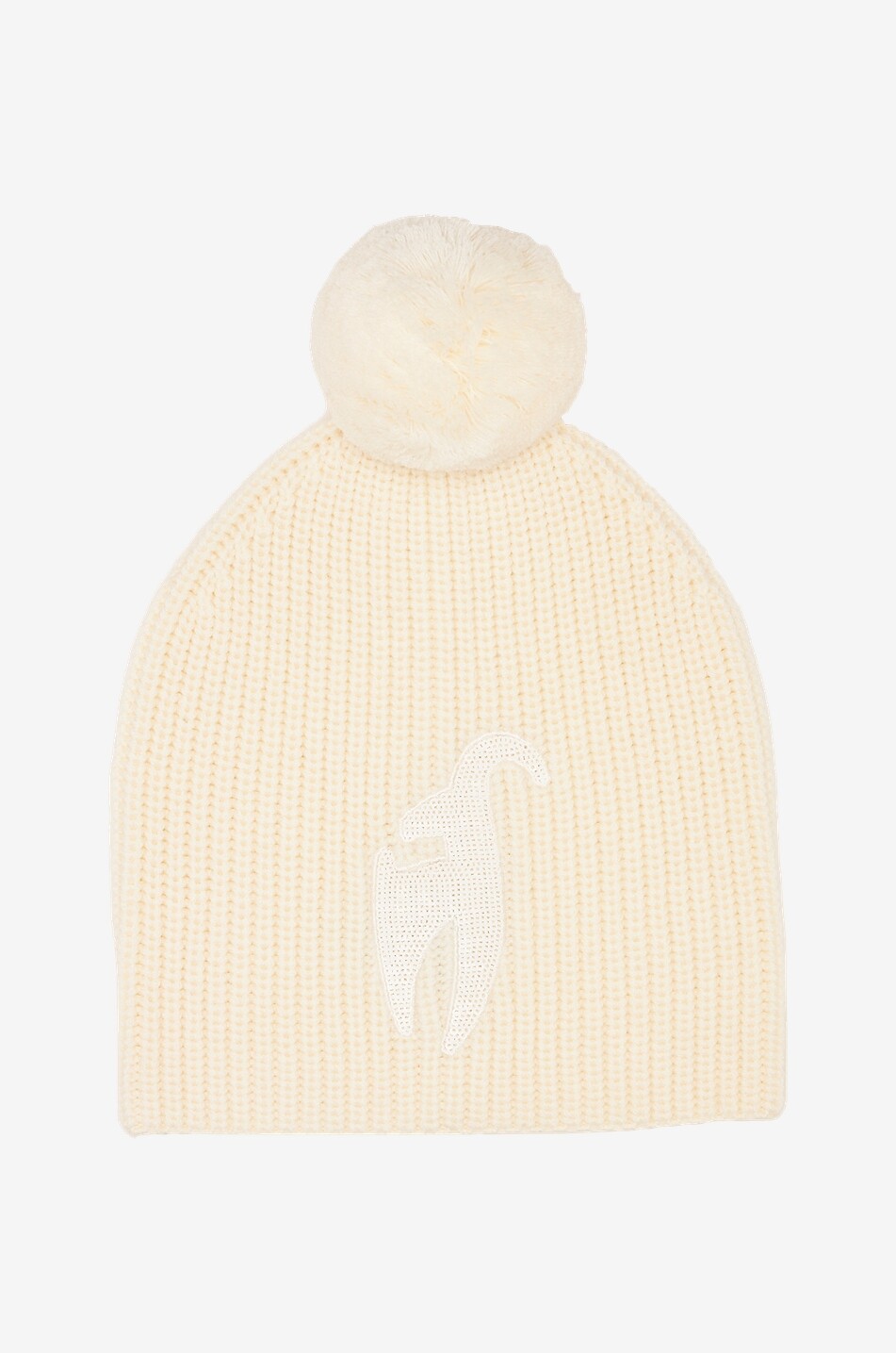 Rose embroidered beanie with pompon