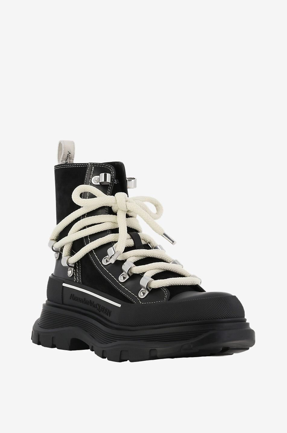 ALEXANDER McQUEEN Bottines à lacets en daim Tread Slick Hiking 45 Femme NOIR 1