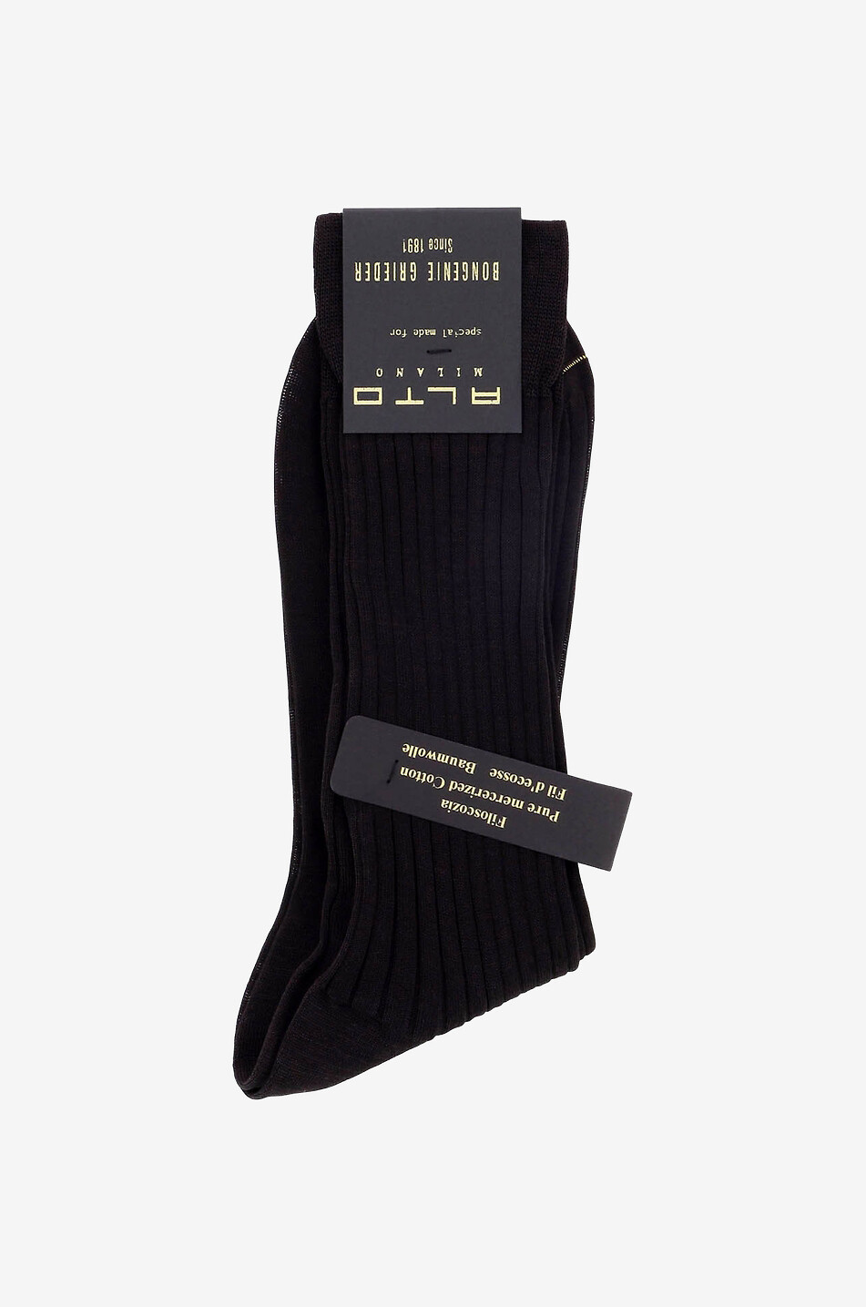 ALTO MILANO Filoscozia short fine rib knit socks Men BROWN 1