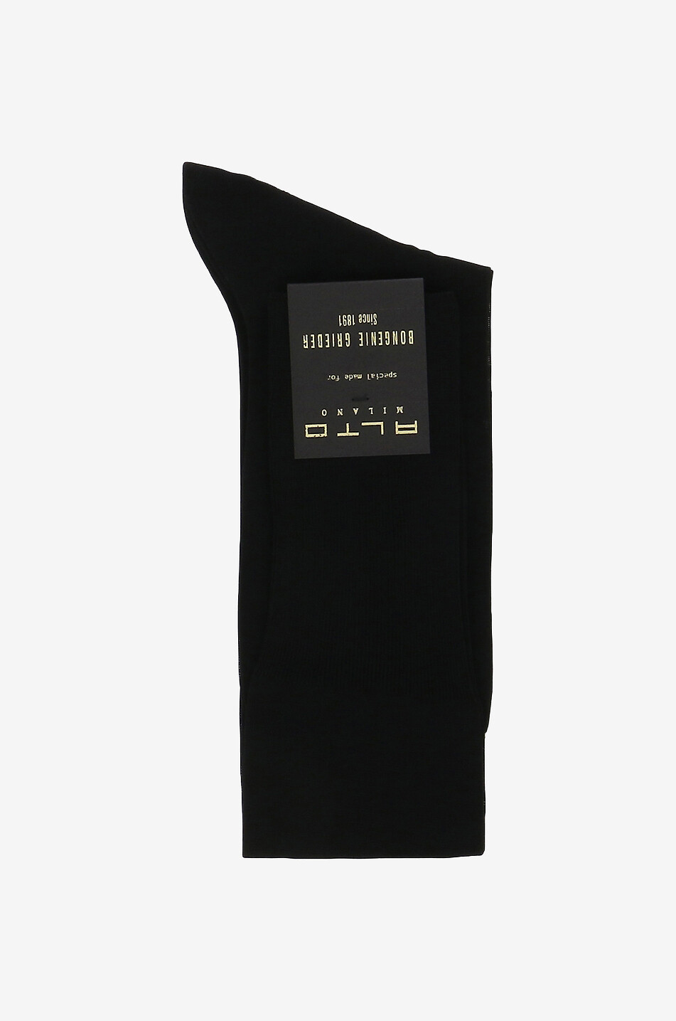 ALTO MILANO Chaussettes fines longues unies Homme NOIR 1