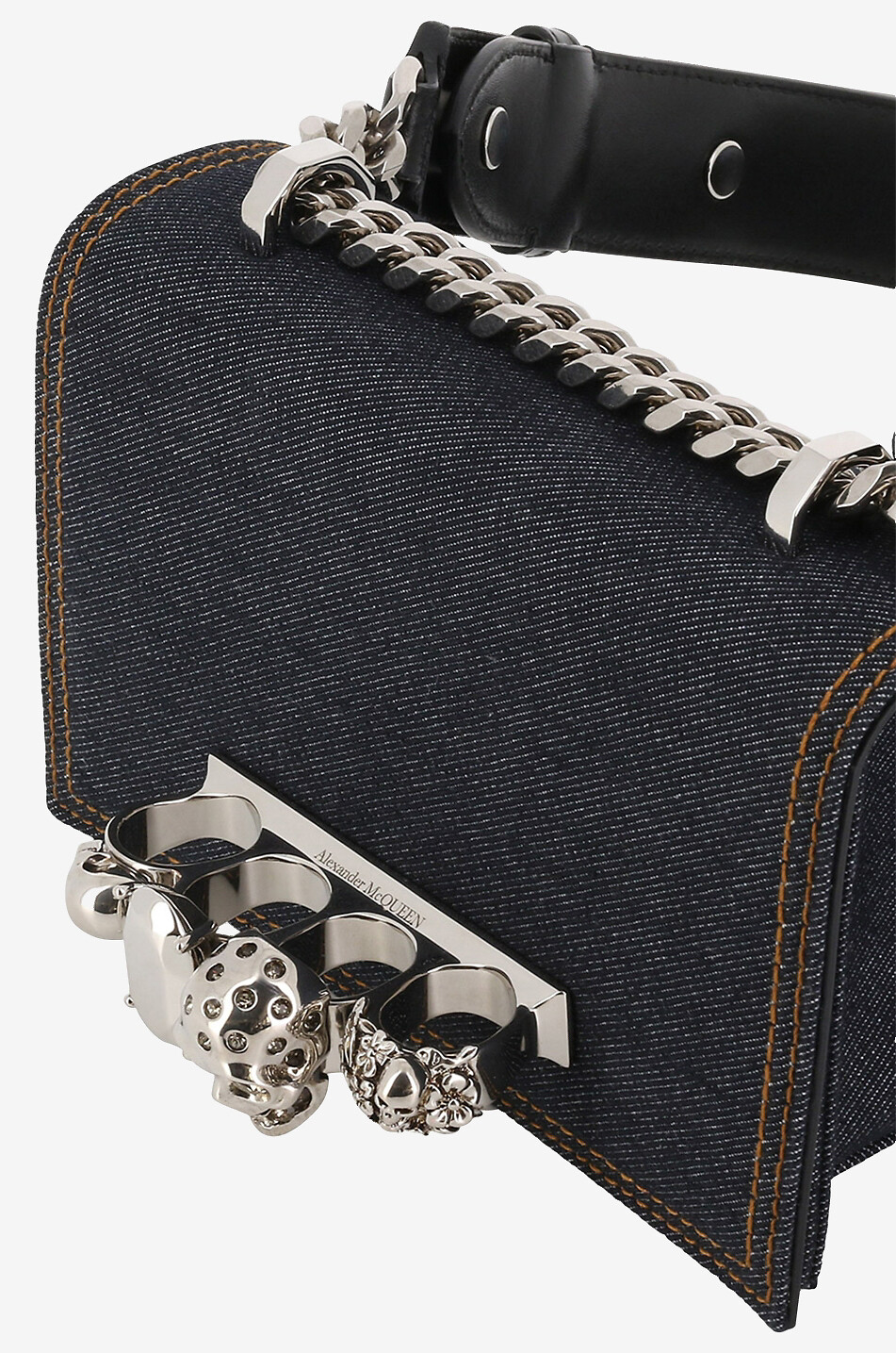 Sac porté épaule en denim Mini Jewelled Satchel Biker