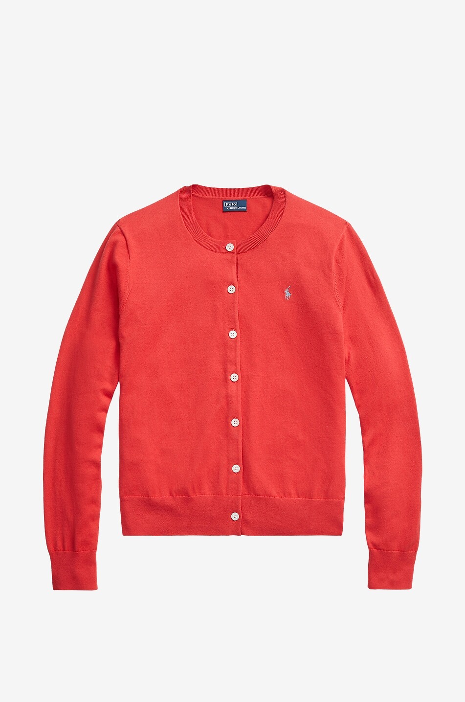 Cardigan fin à col rond en coton mélangé Pony