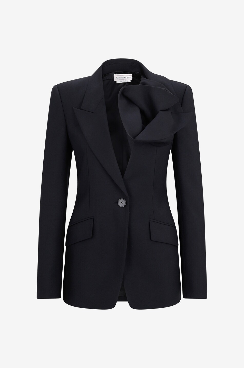 Taillierter Wollblazer mit Drapierung 3D Orchid