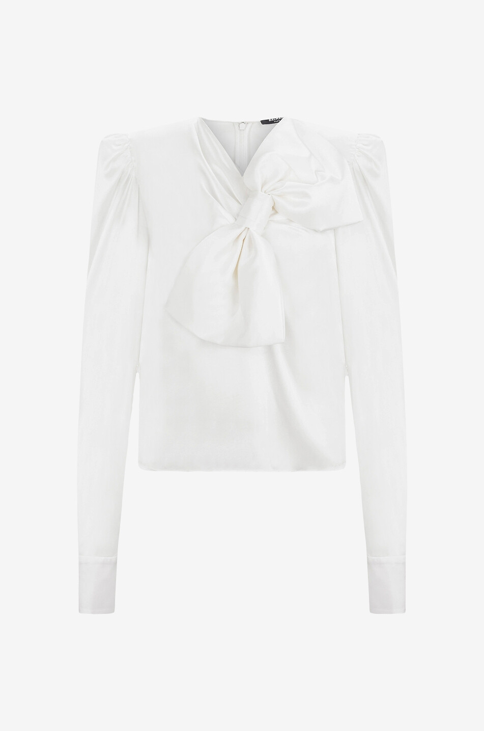 Blouse en satin de soie à maxi-noeud