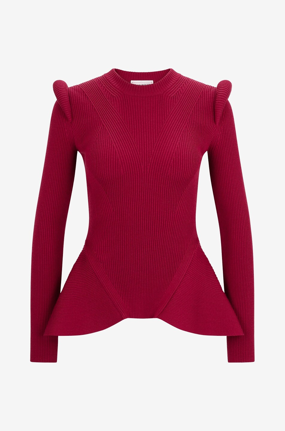 Kickback rib-knit peplum sheath jumper