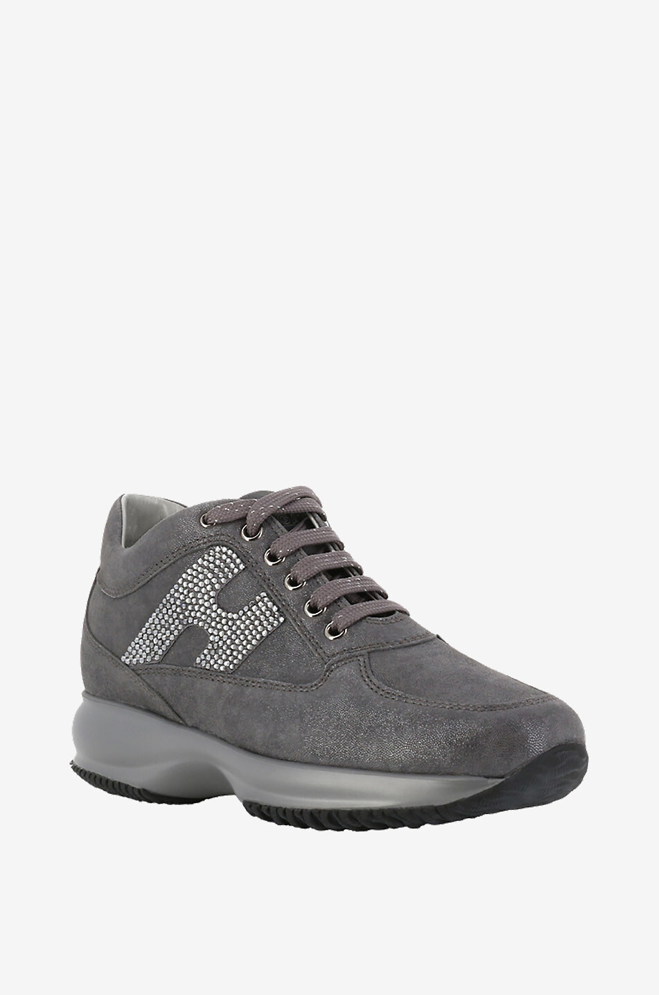 HOGAN Interactive crystal monogram low-top sneakers Women DARK GREY 1