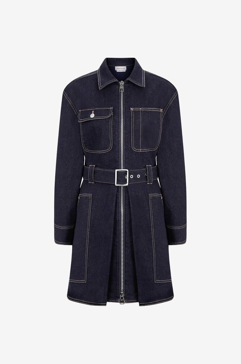 ALEXANDER McQUEEN Utility-Minikleid aus dunklem Denim Damen BLAU 1