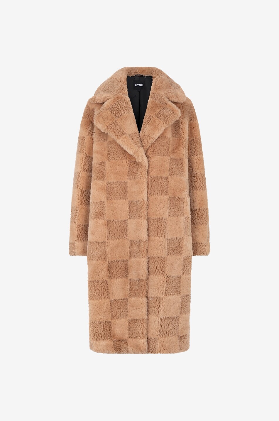 Oversize-Plüschmantel Tikka Checkerboard