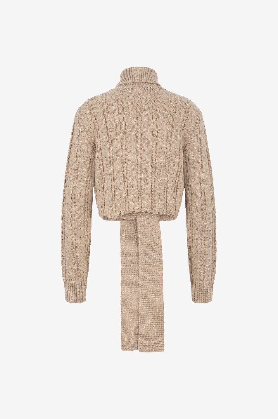 Pull raccourci torsadé à col roulé et pans latéraux