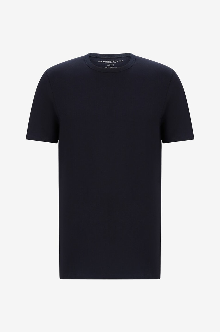 MAJESTIC FILATURES Cotton short-sleeved T-shirt Men DARK BLUE 1