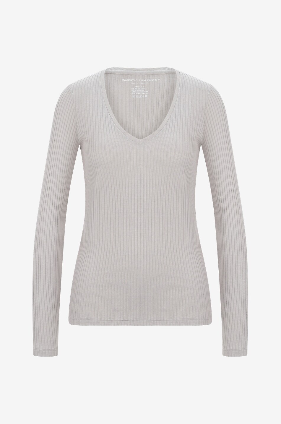 Long-sleeved cotton modal and cashmere T-shirt
