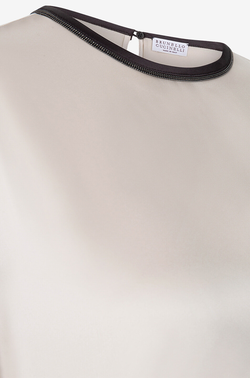 T-shirt en satin à col rond Shiny