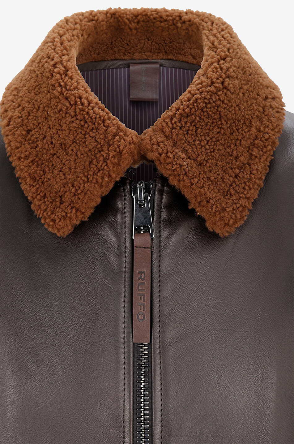 RUFFO Gregory short leather jacket Men DARK BROWN 4