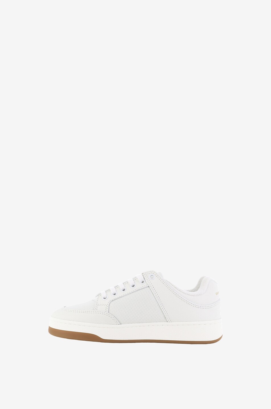 SAINT LAURENT PARIS Baskets basses à lacets en cuir perforé SL/61 Femme BLANC 3