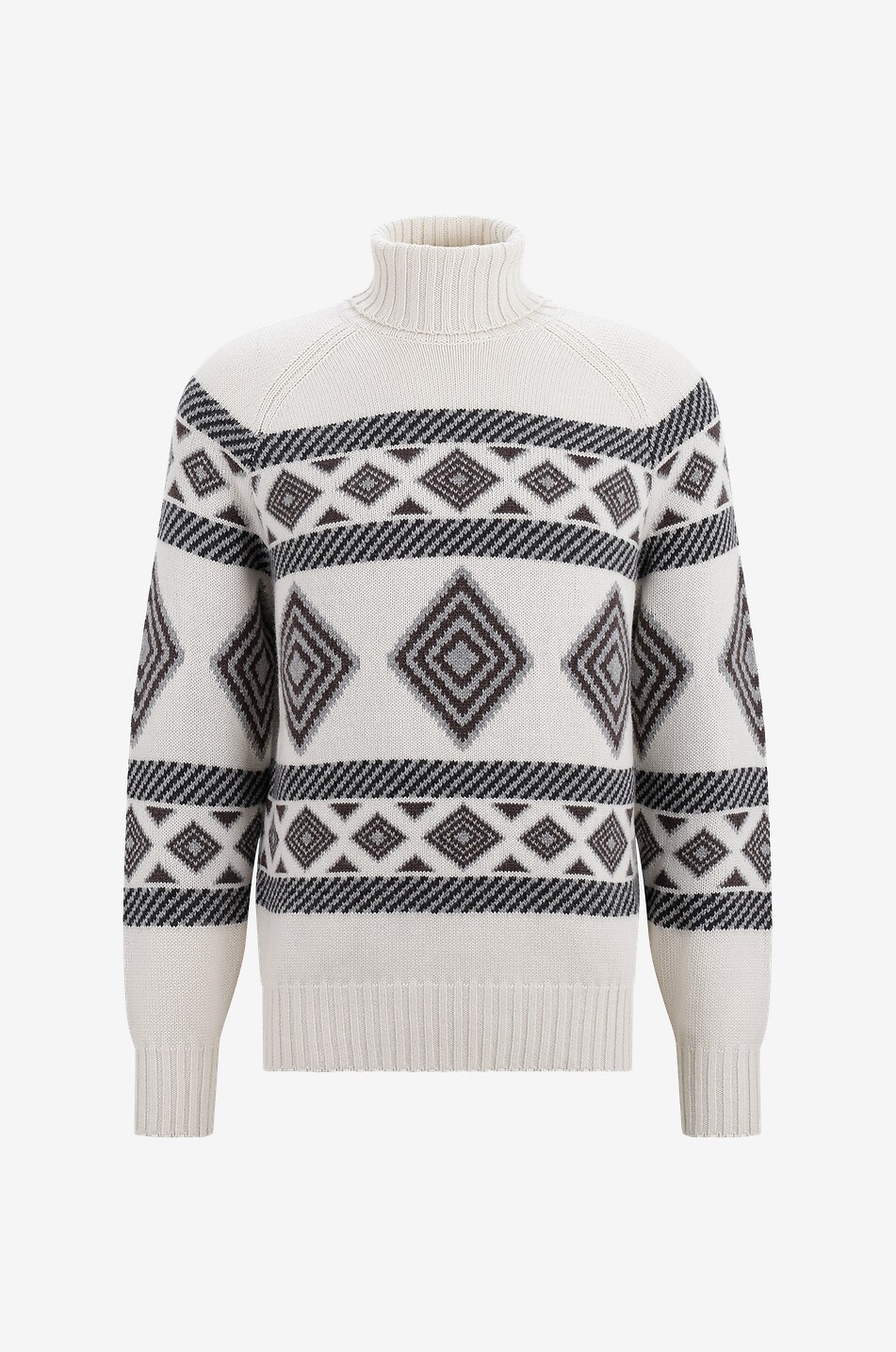 Ethnic Jacquard cashmere turtleneck jumper