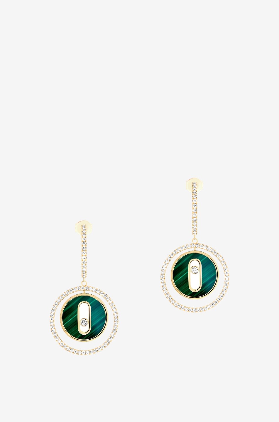 MESSIKA Créoles à pendentifs en or jaune et diamants Lucky Move PM Malachite Femme JAUNE 1