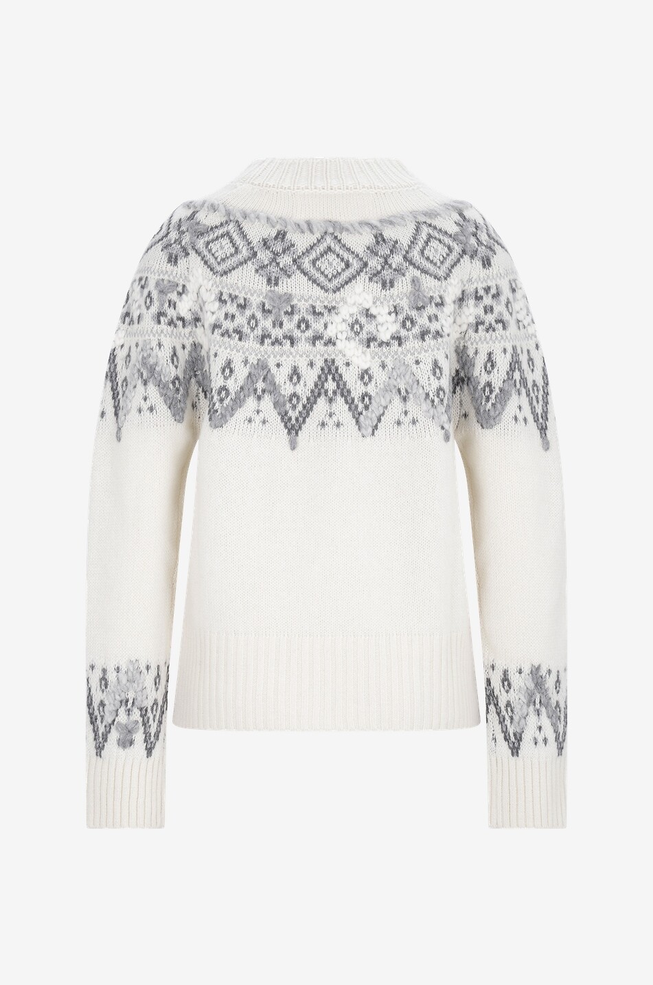 Bestickter Jacquard-Pullover aus Kaschmir