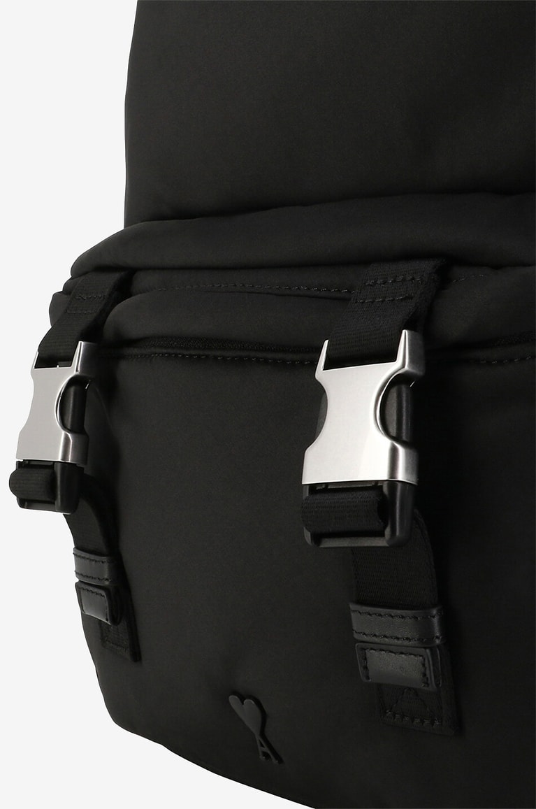 AMI Ami de Coeur nylon canvas backpack Men BLACK 5