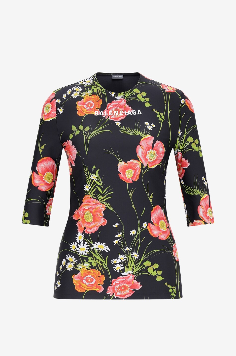 BALENCIAGA Fitted Poppy floral lycra top Women BLACK 1