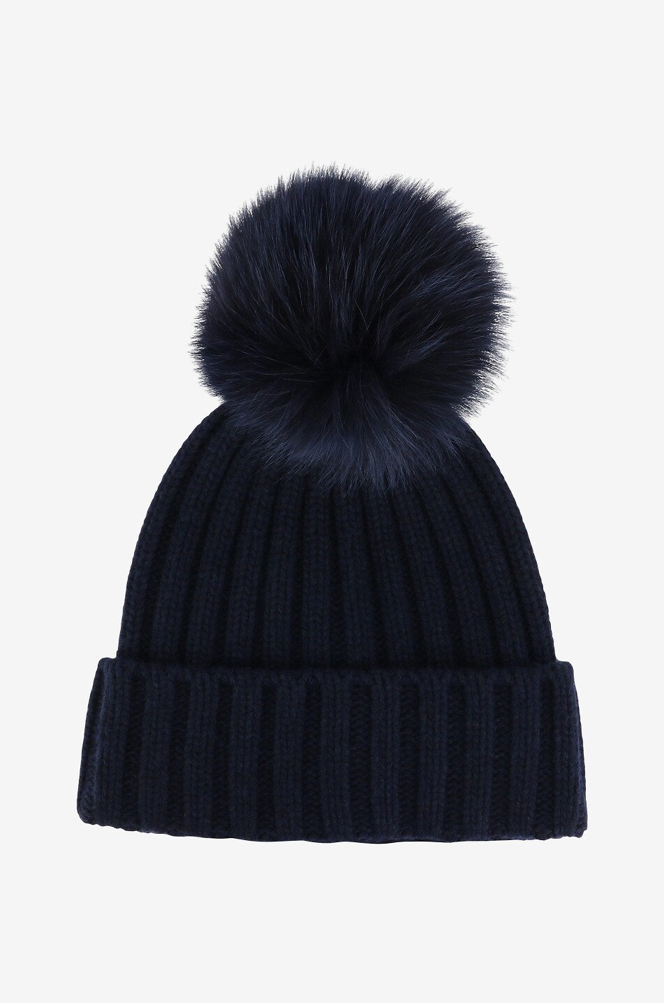 NIMA Batik + Shadow Fox pompom adorned rib knit beanie Women DARK BLUE 1