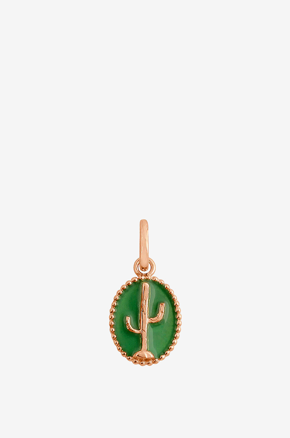 Cactus enamelled rose gold pendant