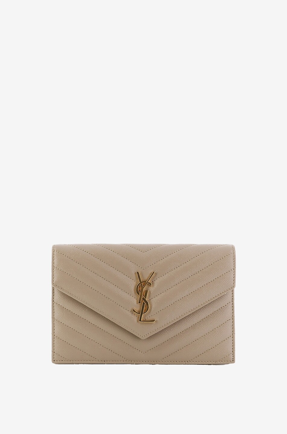 Cassandre chain wallet in quilted grainy leather