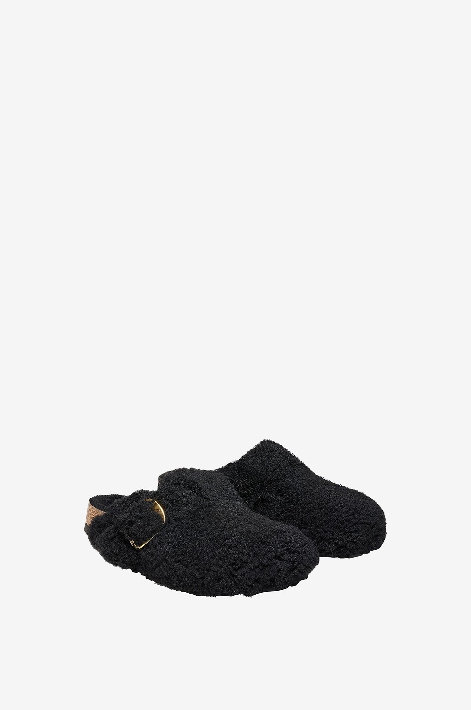 BIRKENSTOCK Clogs aus Shearling Boston Big Buckle Damen SCHWARZ 3