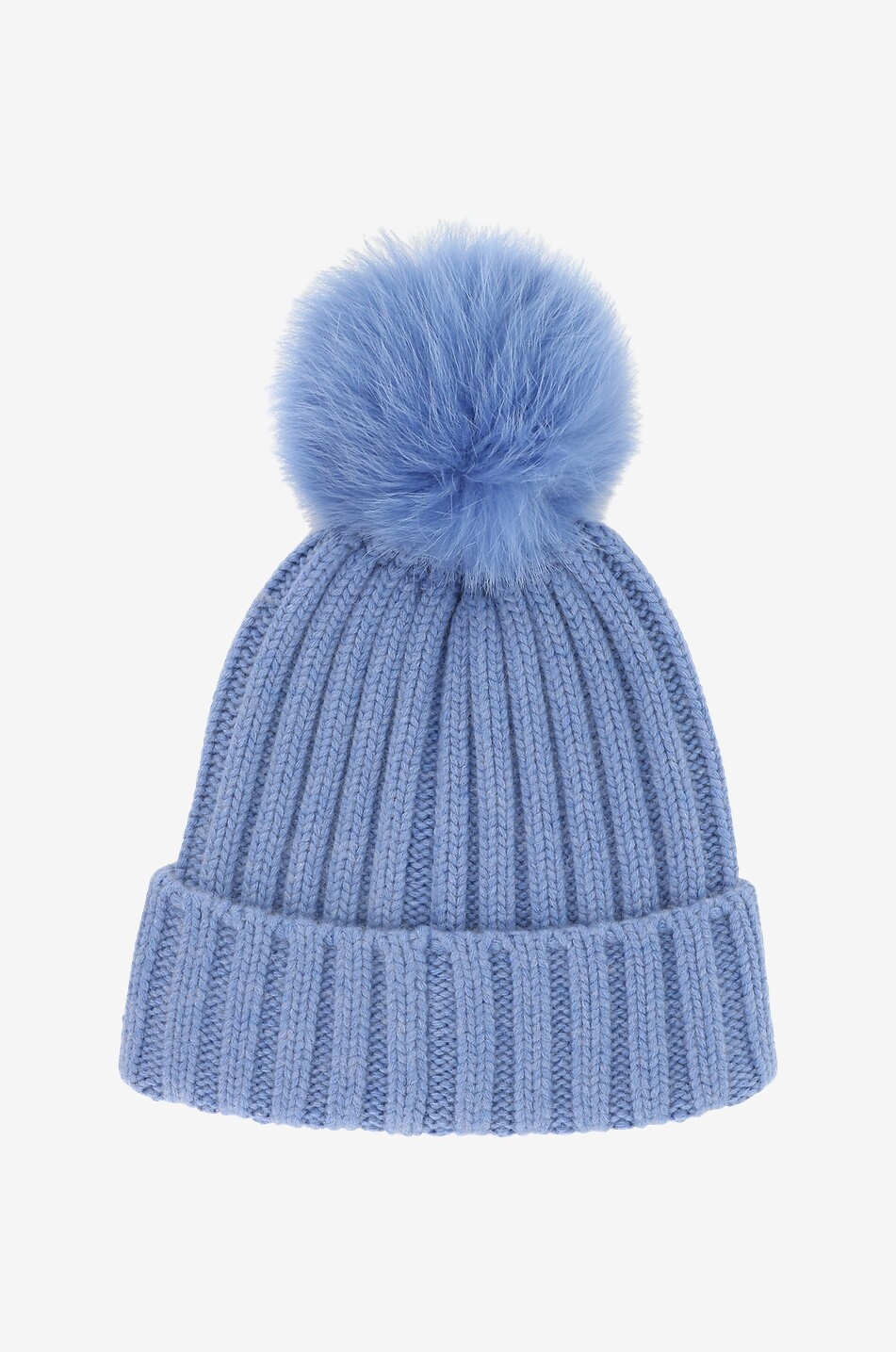 NIMA Batik + Shadow Fox pompom adorned rib knit beanie Women LIGHT BLUE 1