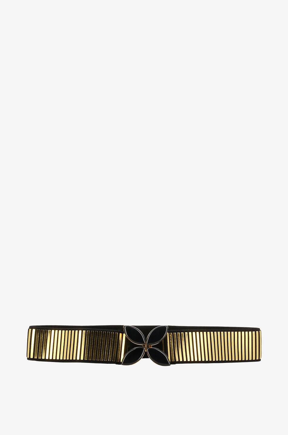 Ceinture élastiquée dorée et noir Flower Buckle - 40 mm